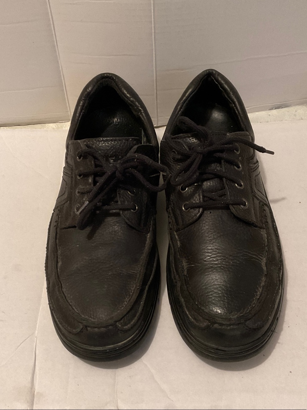Men's Black Leather Slip-On Style Lace-Up Loafers